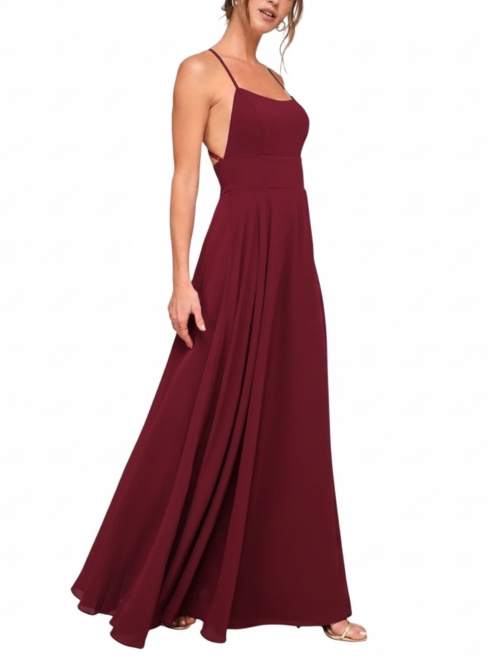 NWT Dreamy Burgundy Backless Maxi Dress size M